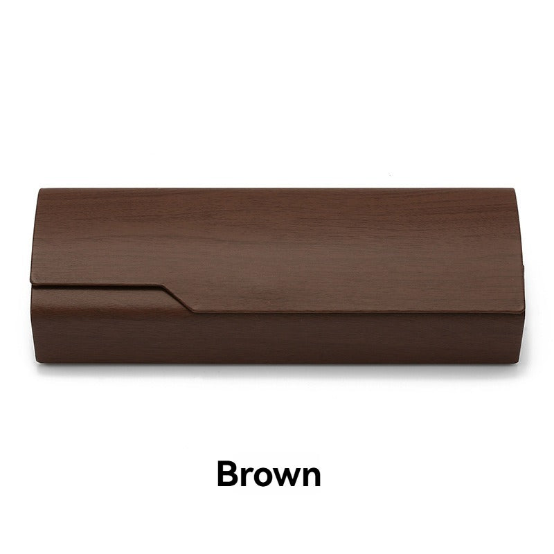Wood Grain Flip-Top Glasses Case - Pressure-Resistant for All Frames