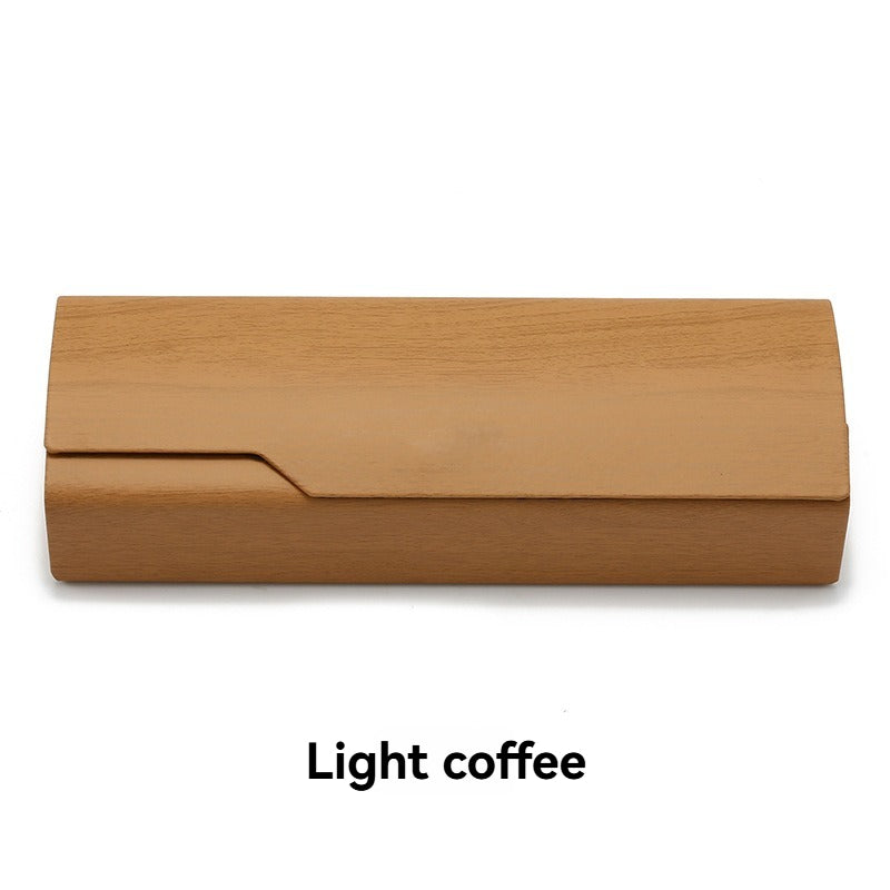 Wood Grain Flip-Top Glasses Case - Pressure-Resistant for All Frames