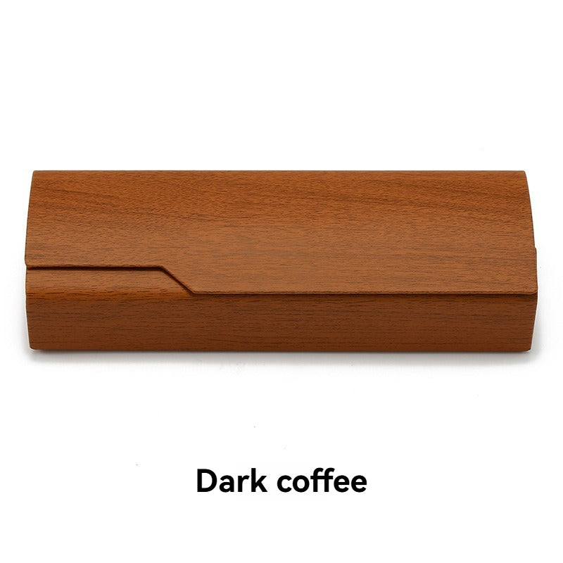 Wood Grain Flip-Top Glasses Case - Pressure-Resistant for All Frames