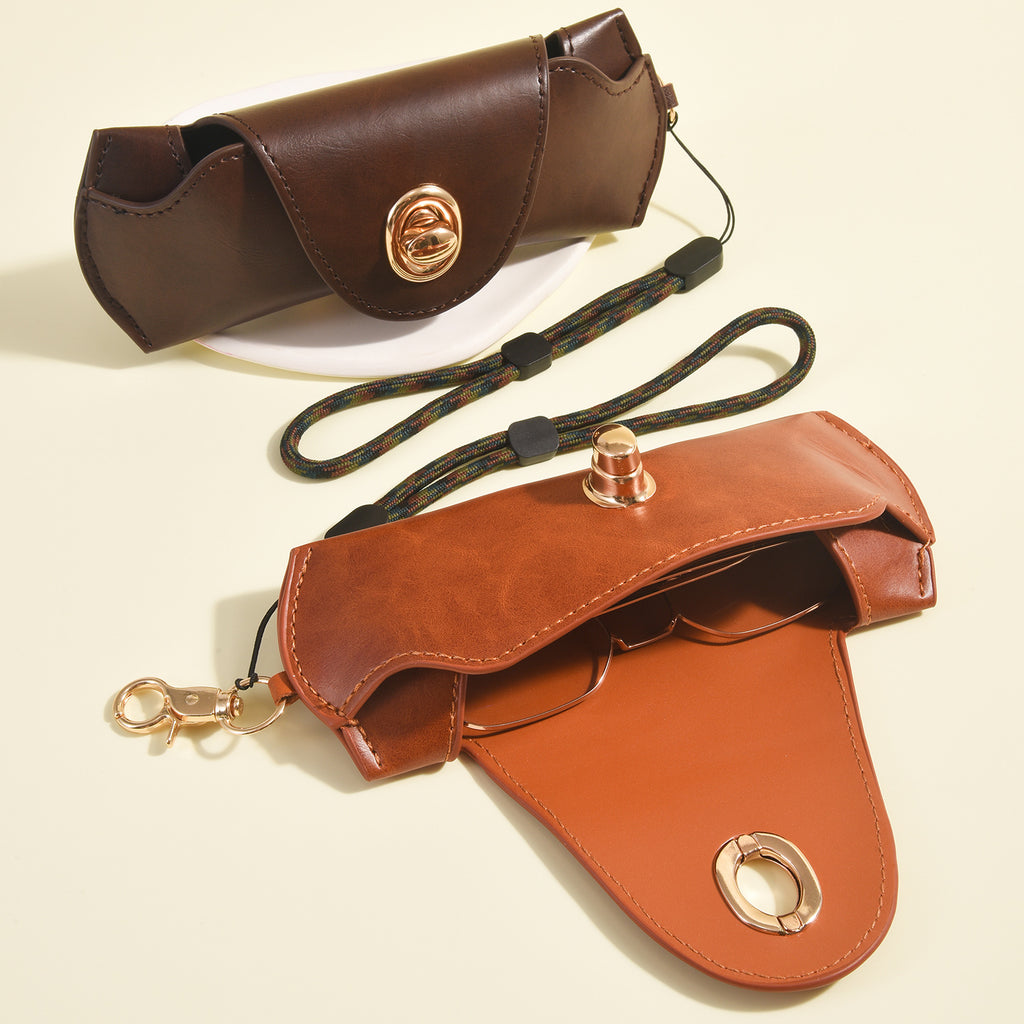 Hangable Retro Leather Glasses Bag - Portable Men’s Storage