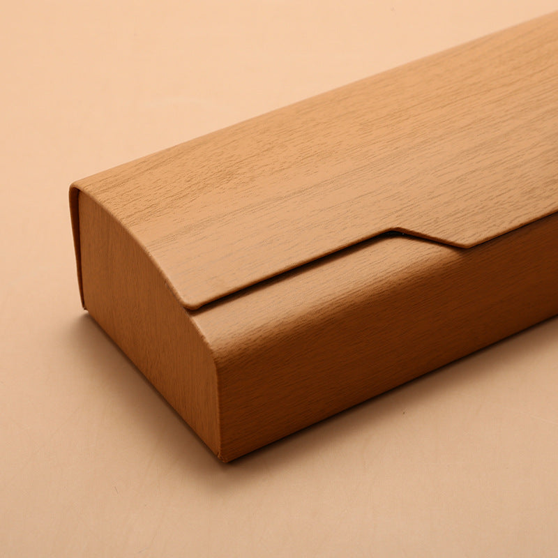 Wood Grain Flip-Top Glasses Case - Pressure-Resistant for All Frames